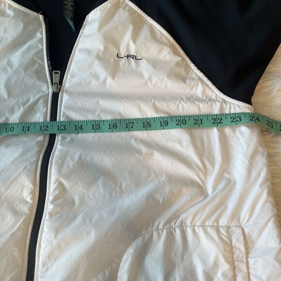 LAUREN RALPH LAUREN L-RL Black White Colorblock Cotton Blend Logo Track Jacket - Picture 9 of 12